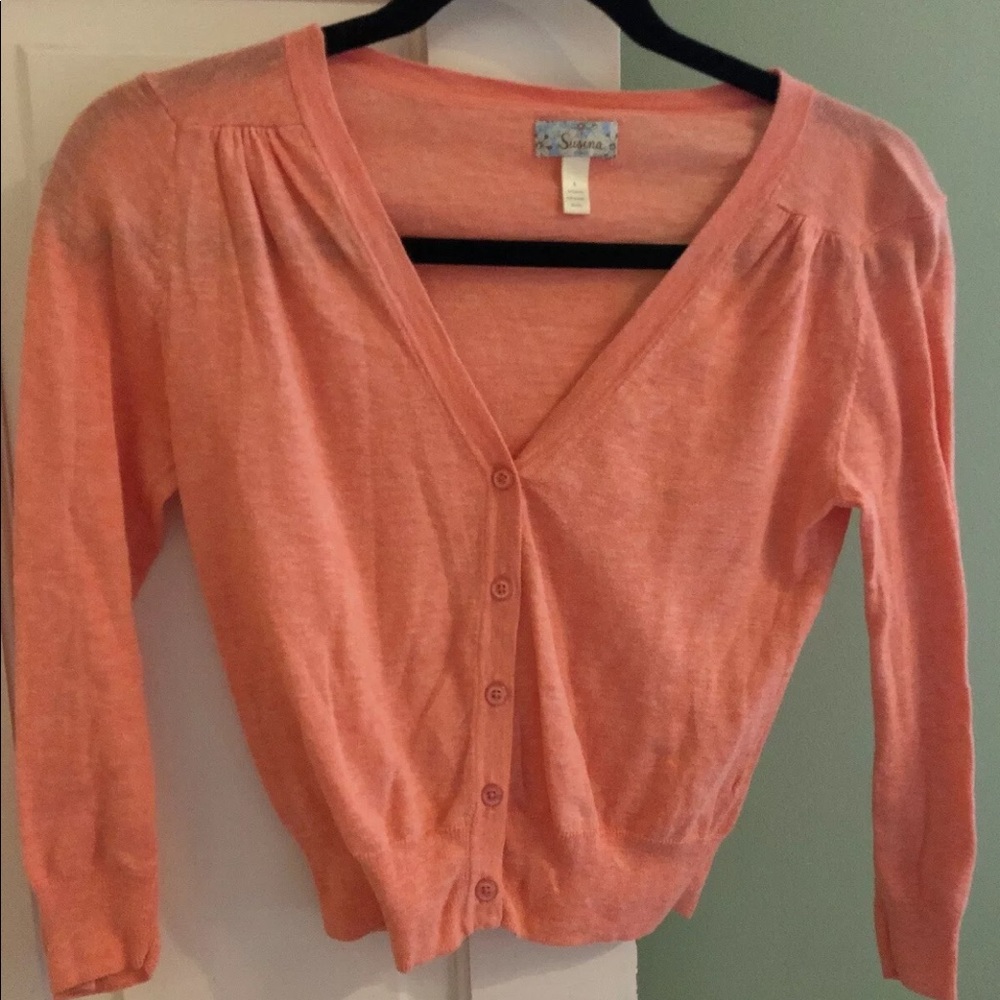 Susina Orange Sweater/Cardigan Light Weight